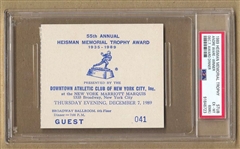 1989 Heisman Memorial Trophy Ticket Stub – Andre Ware Winner PSA POP 1