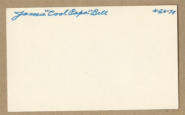 James Cool Papa Bell Signed AUTO 3x5 index card Negro Leagues Baseball HOF