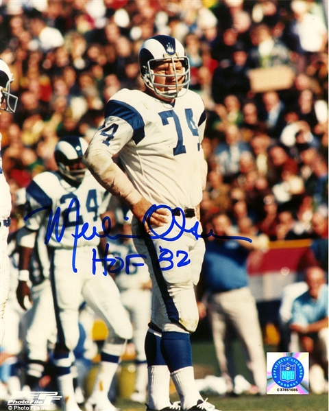 Merlin Olsen Signed AUTO Photo L.A. Rams Fearsome Foursome Pro Football HOF 