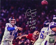 Phil Simms Signed AUTO 8x10 Photo /w SB XXI MVP 1986 Inscription NY Giants Tristar HOLO