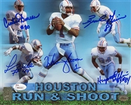 Houston Oilers Run & Shoot Signed AUTO Photo Warren Moon Givins Jefferies White Duncan JSA COA