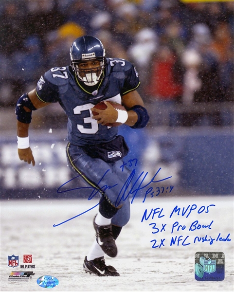 Shaun Alexander Signed AUTO 8x10 Photo Seahawks /w Great Inscriptions CSA Show HOLO & COA