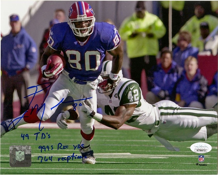 Eric Moulds Signed AUTO 8x10 Photo Buffalo Bills  /w Great Inscriptions JSA COA