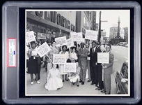 Jackie Robinson & Bill Willis – Historic African American Sports Legends Join Woolworth’s Lunch Counter Protests in Cleveland – Spring 1960 Original TYPE I Photo PSA/DNA