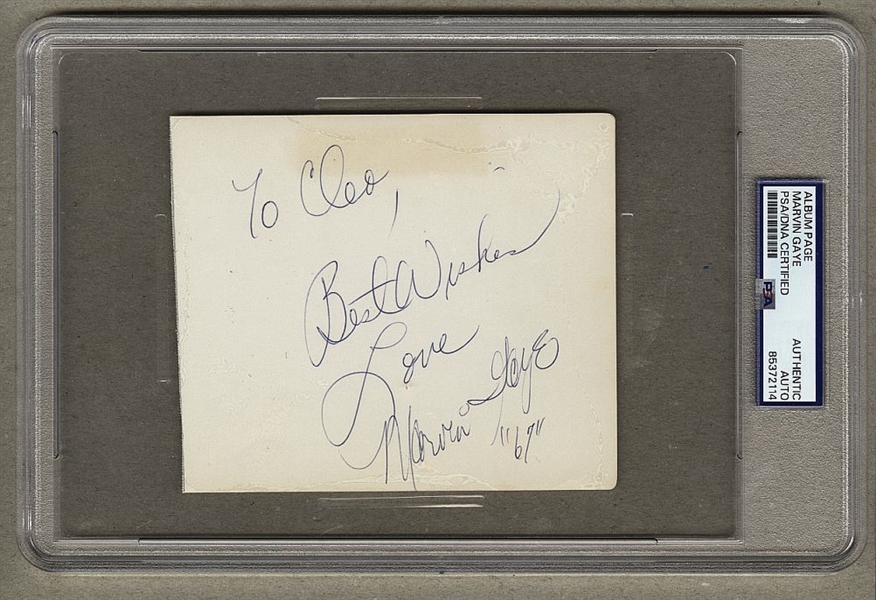 Marvin Gaye Motown Legendary Singer Signed AUTO 1967 Album page PSA/DNA