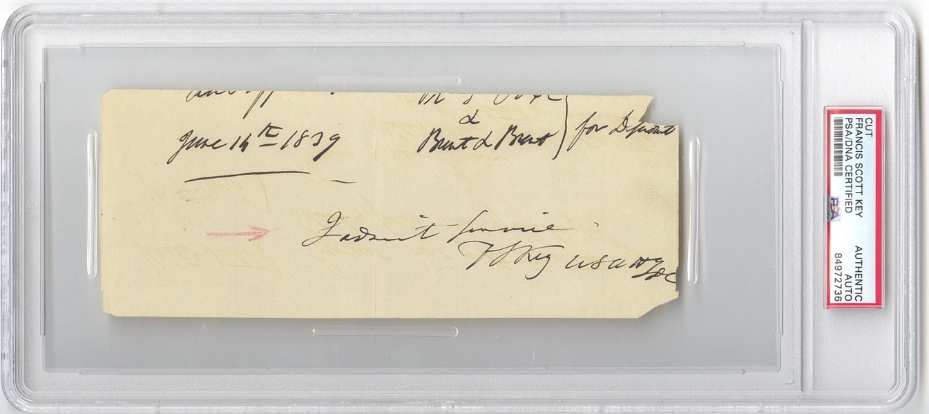 Francis Scott Key – “The Star-Spangled Banner” Signed Cut Document PSA/DNA 