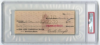 Orville Wright Signed AUTO check Aviation Pioneer Kitty Hawk PSA/DNA 