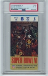 1972 SUPER BOWL VI 6 Ticket Stub DALLAS Cowboys v MIAMI Dolphins Roger Staubach MVP PSA 4 VG-EX