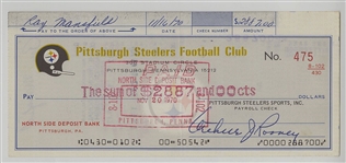 Art Rooney Signed AUTO 1970 Pittsburgh Steelers Payroll Check Signed by Iron Curtain – Ray Mansfield