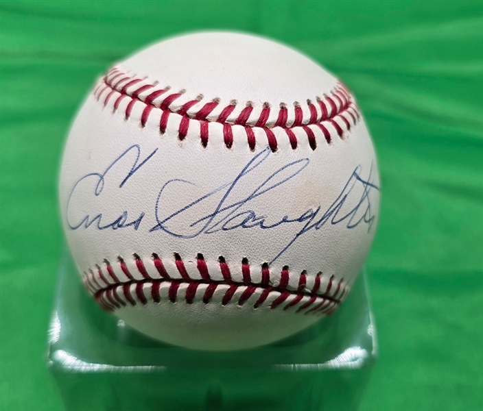 Enos Slaughter Single Signed AUTO ONL Baseball HOF St. Louis Cardinals JSA COA