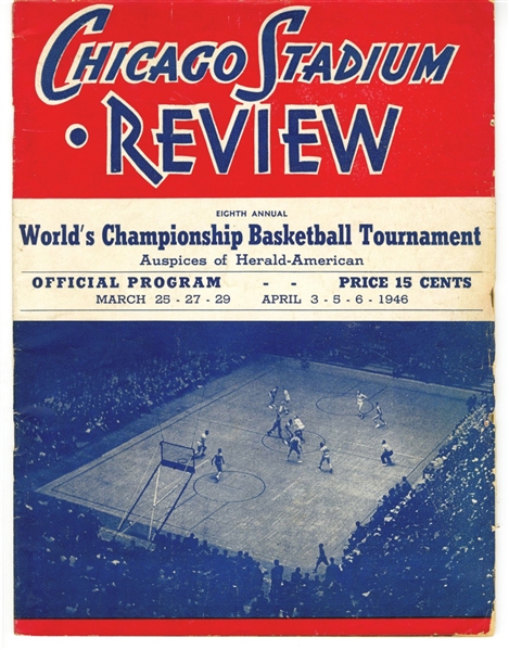1946 World’s Championship Basketball Tournament Program Integrated George Mikan MVP – Ft. Wayne Pistons Overall Champs 