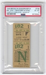 1949 Brooklyn Dodgers vs Phillies 9/24 Ticket Stub – Don Newcombe Win #16 Jackie Robinson Hit Roy Campanella HR #31 Furillo HR #32 PSA 7