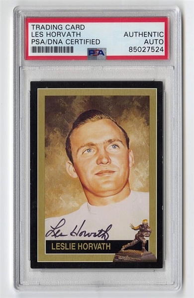 Les Horvath Signed 1992 Heisman Football Card #10 Autographed Ohio State PSA/DNA c