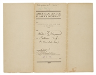 1925 Bibbs Raymond New York Yankees Contract Signed AUTO /w Ban Johnson D.1931  & Paul Krichell JSA LOA