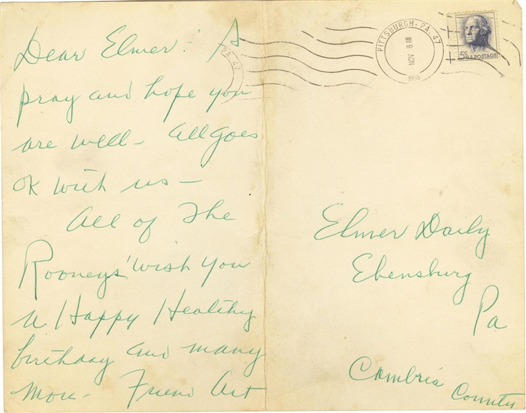 Art Rooney Signed AUTO letter from 1966 Pittsburgh Steelers Pro Football HOF
