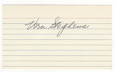 Vern Stephens D.1968 Signed AUTO 3x5 index card Browns Orioles Red Sox 8 X All-Star
